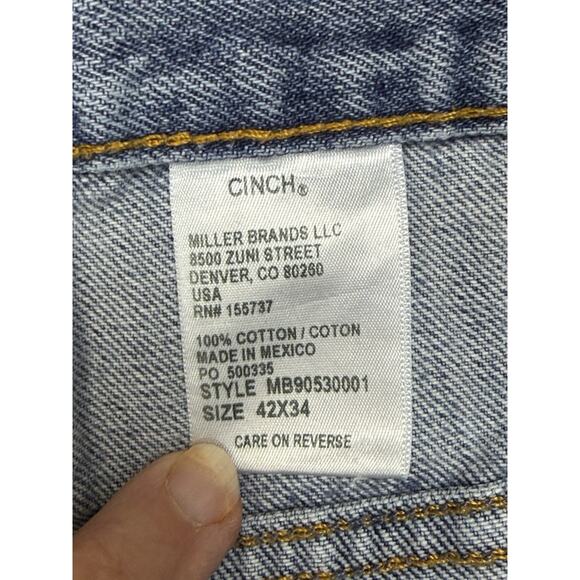 Cinch Jeans Men's Size 42 x 34 Denim 5 Pocket Western Work Jeans Distressed - Picture 7 of 16